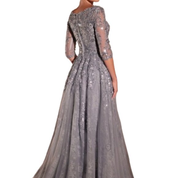 NWT Ladivine CK2401 Embroidered Mother of the Bride Dress Smoky Blue 20 - Picture 3 of 6